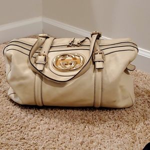 gucci cream leather shoulder bag